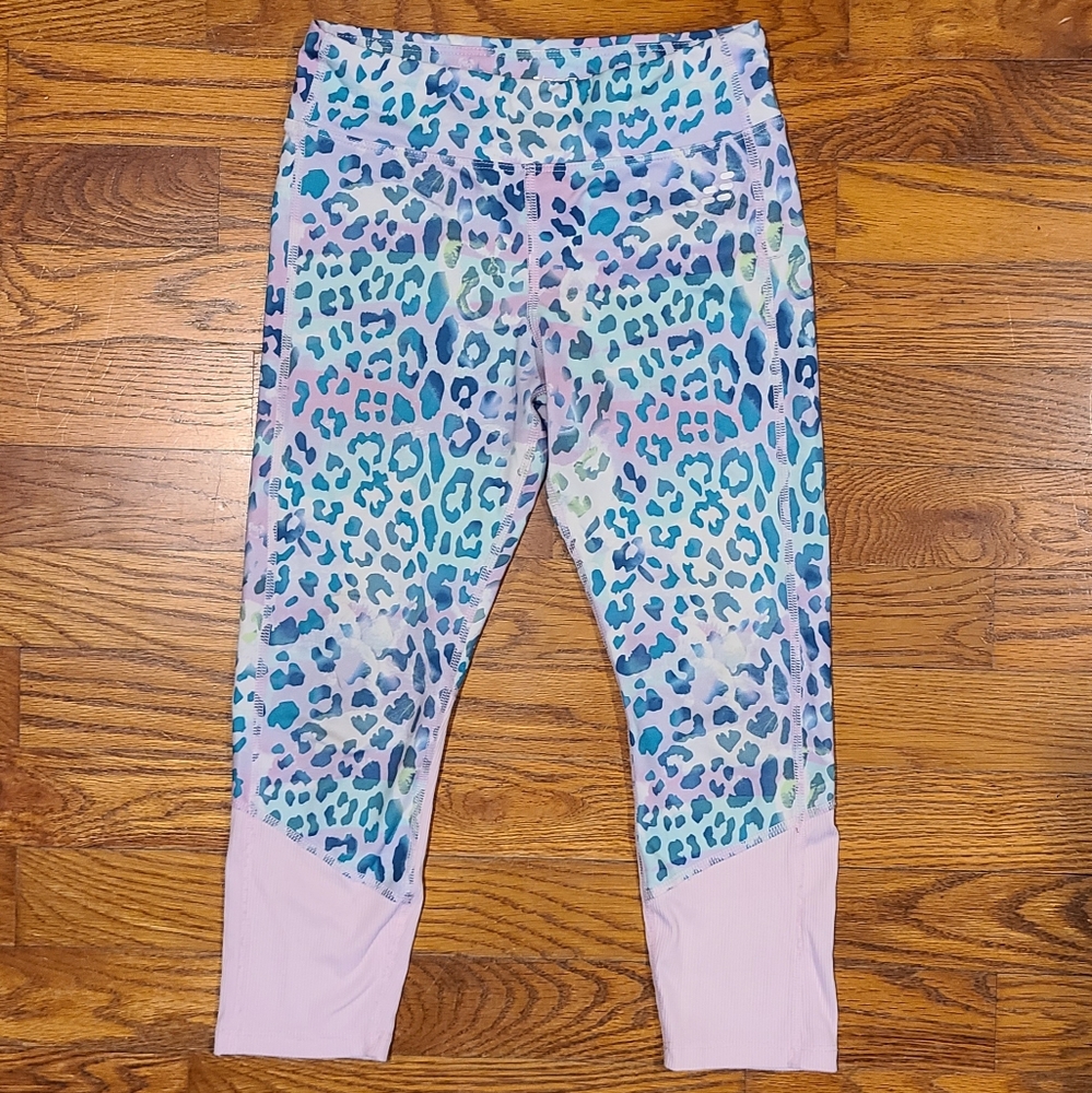 Kids Leopard Print Leggings - Blue and Purple Size S